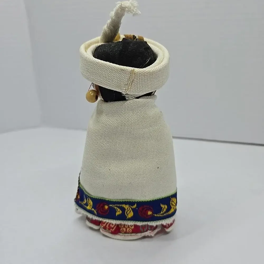 Chinese Ethnic 6" Wood Doll Hand Painted Figurine Traditional Detailed Costume - Picture 5 of 11